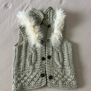 Progressive Spirit Women's chunky Knit vest with Faux Fur Trim